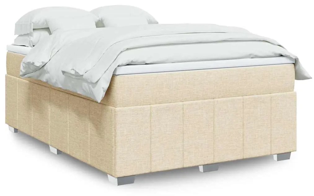 vidaXL Κρεβάτι Boxspring με Στρώμα Κρεμ 140x190 εκ. Υφασμάτινο