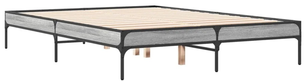 vidaXL Πλαίσιο Κρεβατιού Γκρι Sonoma 120x200 εκ. Επεξ. Ξύλο &amp; Μέταλλο