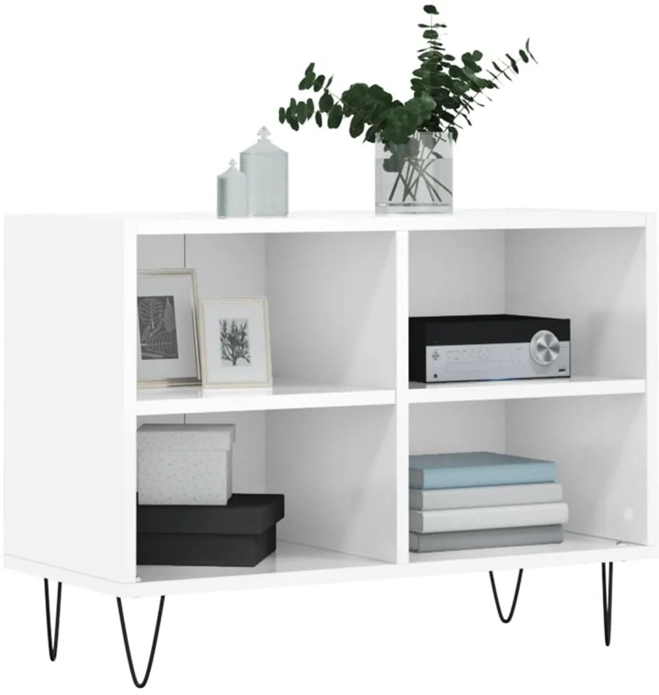 vidaXL Έπιπλο Τηλεόρασης Γυαλ. Λευκό 69,5x30x50 εκ. Επεξεργασμένο Ξύλο