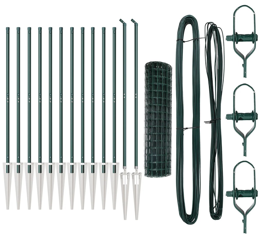 vidaXL Euro Fence με 13 Σταθεροποιητές 1.2x25μ Γαλβανισμένο Ατσάλι Πράσινο
