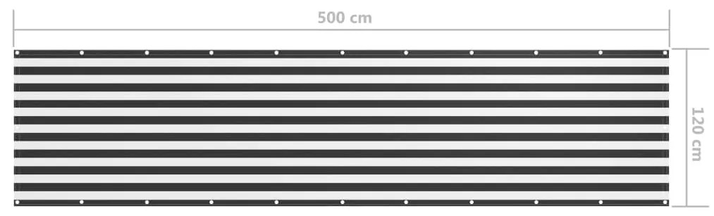 vidaXL Διαχωριστικό Βεράντας Ανθρακί/Λευκό 120 x 500 εκ. Ύφασμα Oxford