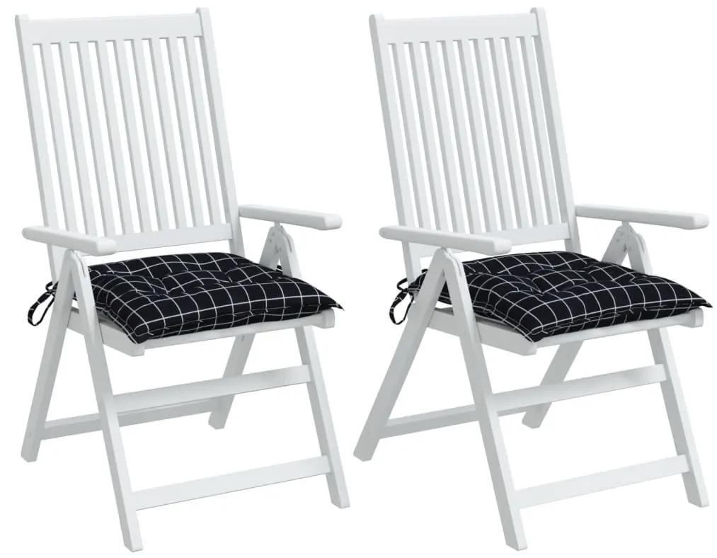 Μαξιλάρια Καρέκλας 2 τεμ. Μαύρο Καρό 50 x 50 x 7 εκ. Υφασμάτινα - Πολύχρωμο
