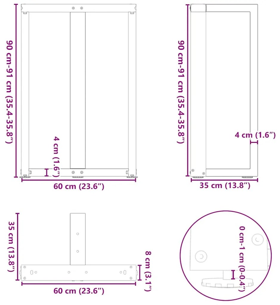 ΠΟΔΙΑ ΤΡΑΠΕΖΙΟΥ ΜΠΑΡ ΣΕ ΣΧΗΜΑ T 2 ΤΕΜ. ΛΕΥΚΟ 60X35X(90-91) ΕΚ. 4013081