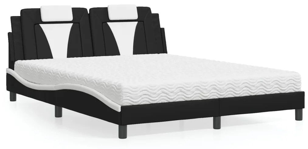 Κρεβάτι Viana με Στρώμα Μαύρο/Λευκό 160x200 εκ. από Συνθετικό Δέρμα