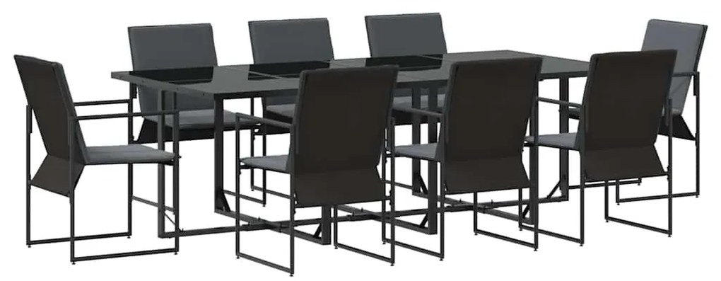 vidaXL Σετ Γευμάτων Κήπου 9 Τεμαχίων Με Μαξιλάρια Χάλυβα Και Textilene