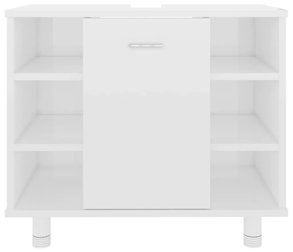 Ντουλάπι Νιπτήρα Γυαλιστερό Λευκό 60x32x53,5 εκ. Επεξ. Ξύλο - Λευκό