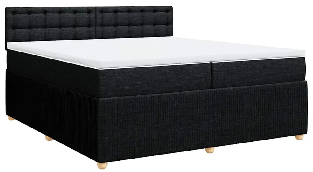 vidaXL Κρεβάτι Boxspring με Στρώμα Μαύρο 200x200 εκ. Υφασμάτινο
