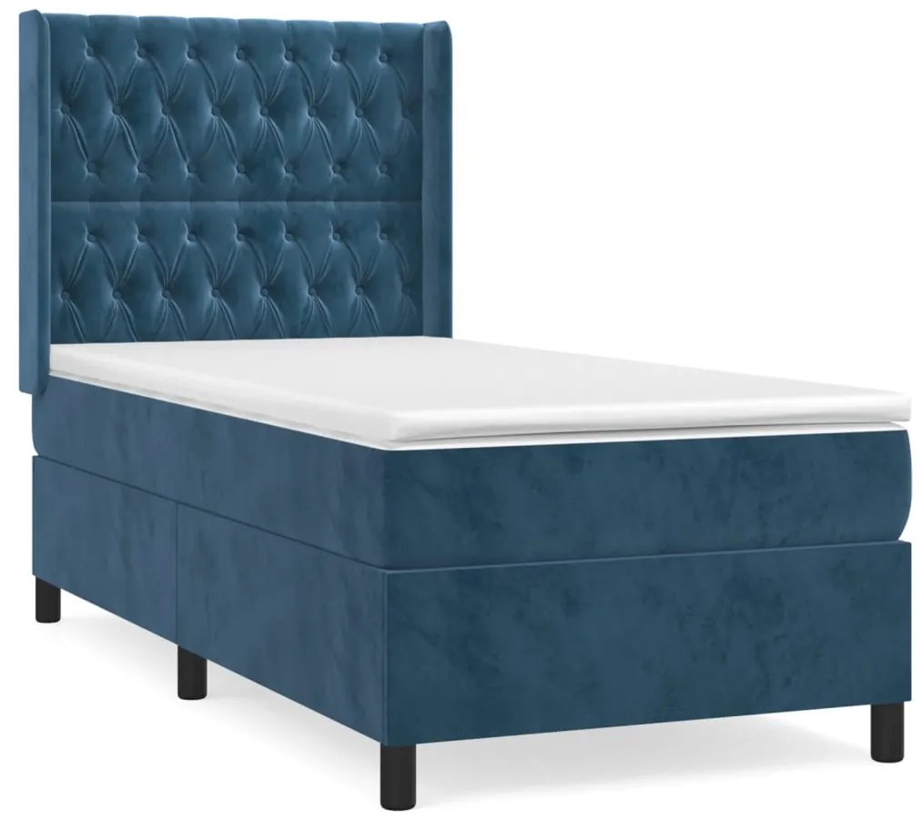 ΚΡΕΒΑΤΙ BOXSPRING ΜΕ ΣΤΡΩΜΑ ΣΚΟΥΡΟ ΜΠΛΕ 90X190 ΕΚ. ΒΕΛΟΥΔΙΝΟ 3132835