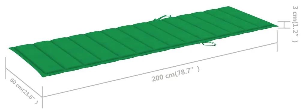 Ξαπλώστρα Πτυσσόμενη από Μασίφ Ξύλο Ακακίας με Μαξιλάρι - Πράσινο