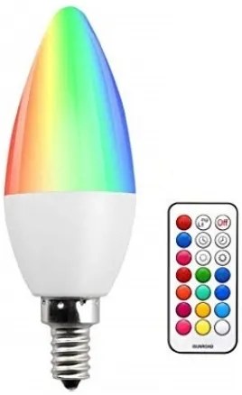 LED V-TAC Λάμπα 3.5W E14 Κεράκι RGB + Ψυχρό Λευκό με RF ασύρματο χειριστήριο 2771