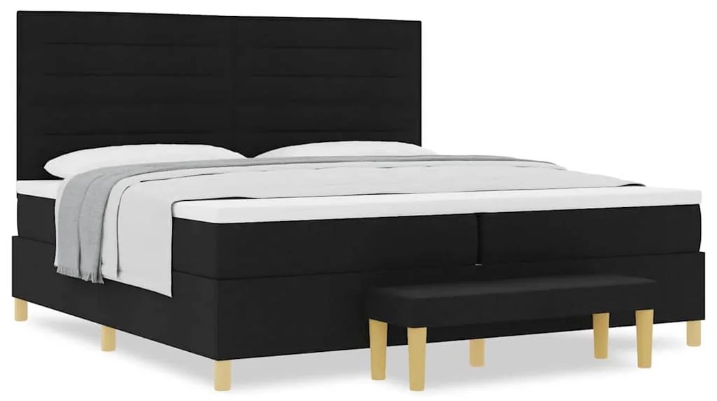 vidaXL Κρεβάτι με ελατήρια με στρώμα Μαύρο 200 x 200 cm ύφασμα