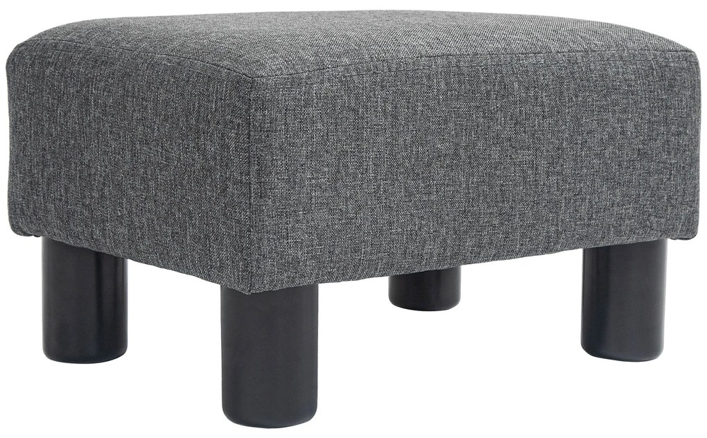 HOMCOM Υποπόδιο, Σκαμπό με Κάλυμμα από Ύφασμα που Μοιάζει με Λινό, Γέμισμα από Αφρό, Πλαστικά Πόδια, για Διάφορα Δωμάτια, Γκρι