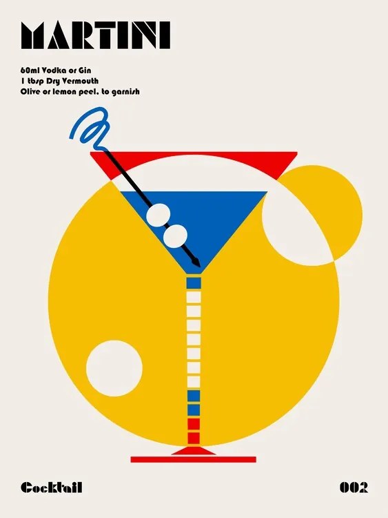 Εικονογράφηση Martini Bauhaus Cocktail, Retrodrome