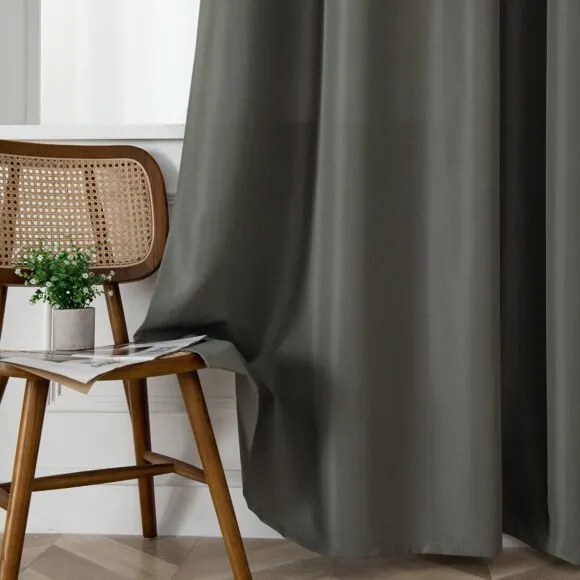 Beauty Home Κουρτίνα μεσαίας σκίασης με 8 μεταλλικούς κρίκους Effect Art 8443 140x270 Ανθρακί