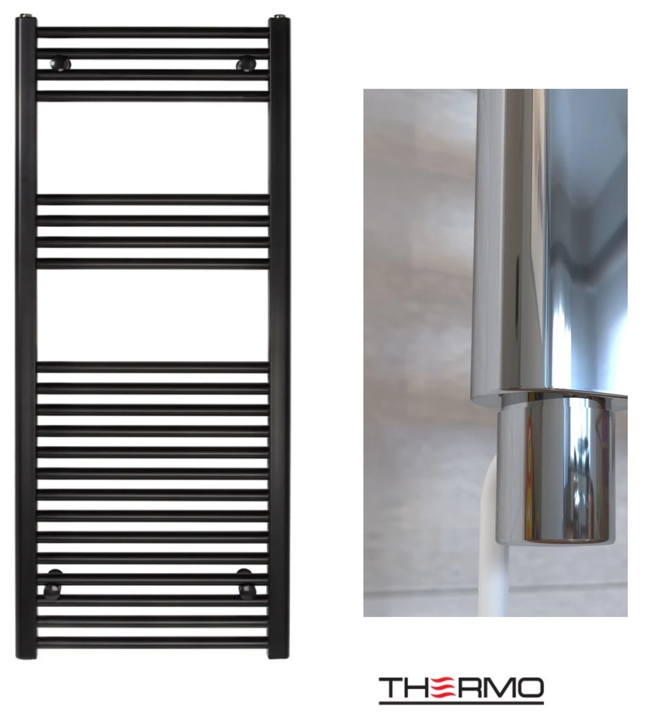 Thermo ALTO Θερμαινόμενη πετσετοκρεμάστρα από Mild Steel με ηλεκτρική λειτουργία, 120x50cm Black