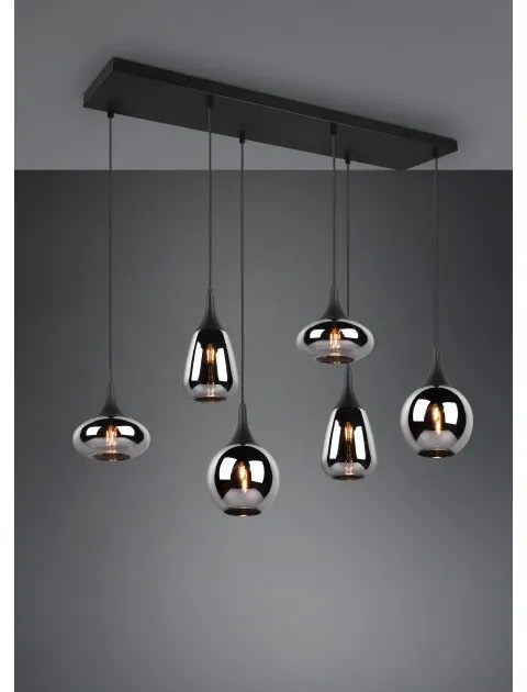 Κρεμαστό Φωτιστικό Οροφής 6xΕ14 Μαύρο-Ασημί Lumina 317000632 Trio Lighting-317000632-Μαύρο-Ασημί 317000632