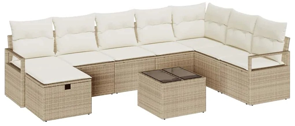 vidaXL Σετ Καναπέ Κήπου 9 pcs μπεζ και κρεμ 287 x 177 x 85 εκ.