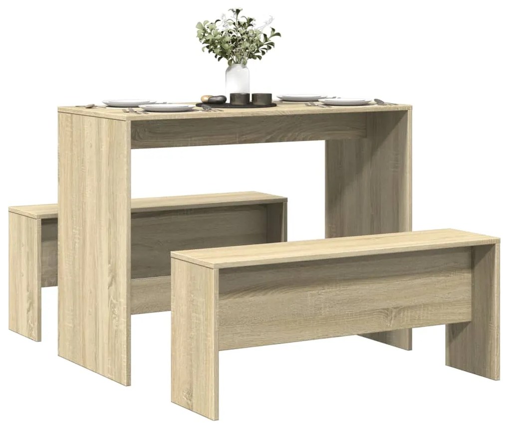 Σετ Τραπεζαρίας με Πάγκο Sonoma Δρυς από Επεξεργασμένο Ξύλο