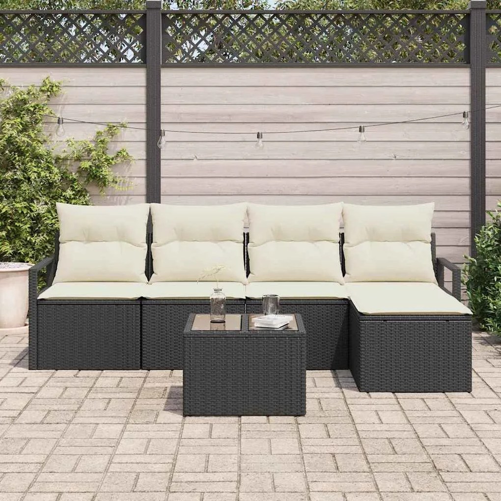 vidaXL Σετ Καναπέ Κήπου 6 pcs Καφέ, Κρέμα Πολυ rattan, βαμμένο ατσάλι
