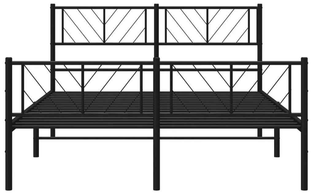 vidaXL Πλαίσιο Κρεβατιού με Κεφαλάρι&Ποδαρικό Μαύρο 140x200εκ. Μέταλλο