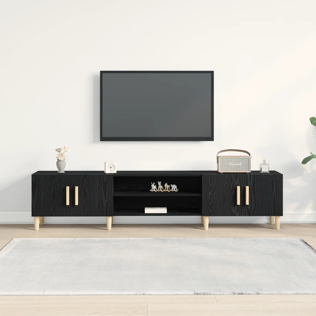 vidaXL Ντουλάπι τηλεόρασης Μαύρο Δρυς 180x31,5x40 εκ Επεξεργασμένο ξύλο