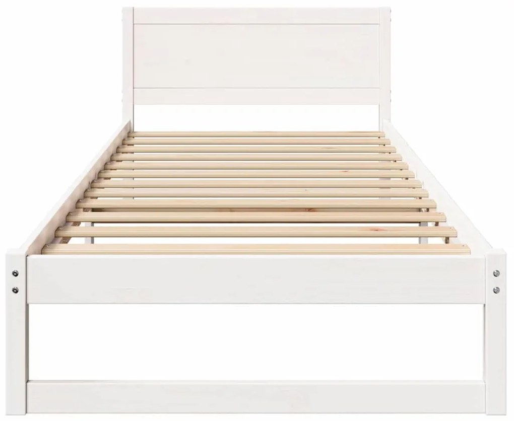 vidaXL Σκελετός Κρεβατιού Λευκό 75 x 190 cm Μασίφ ξύλο πεύκου