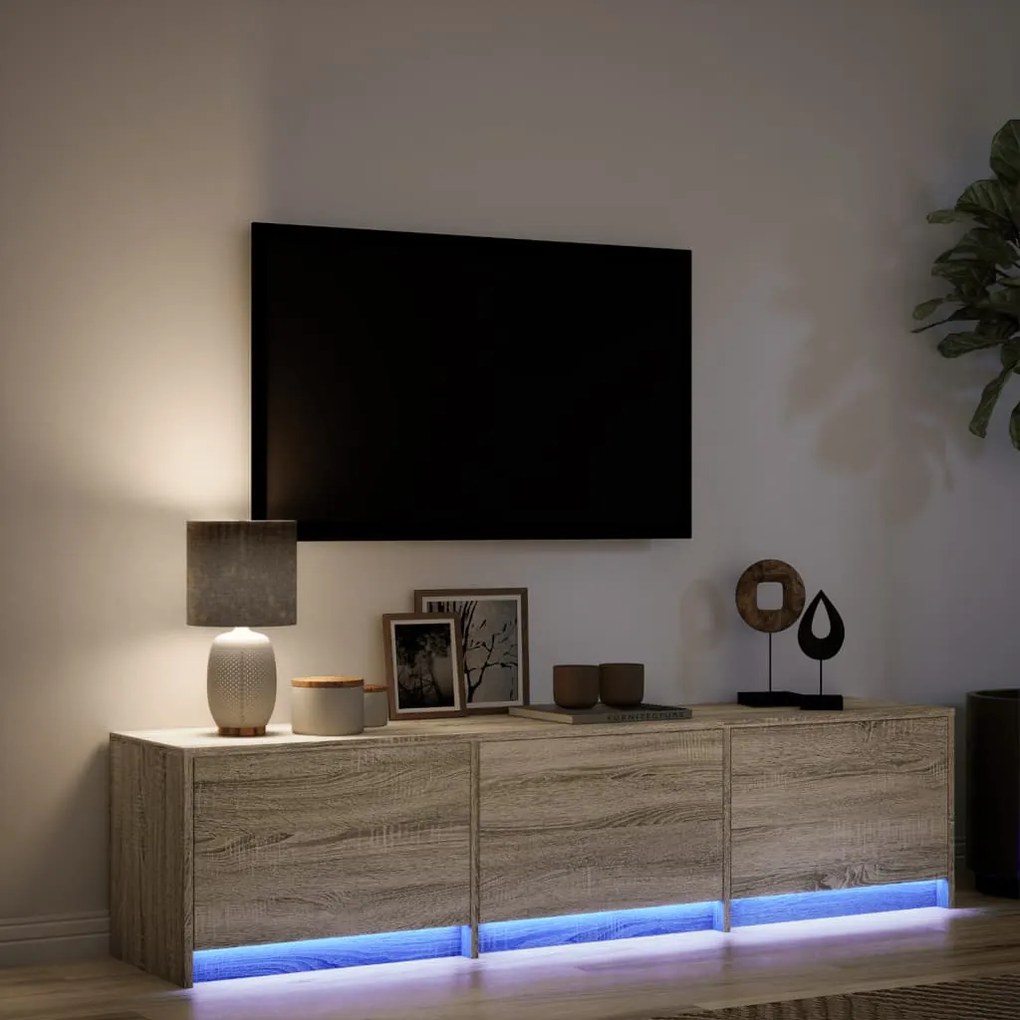 vidaXL Έπιπλο Τηλεόρασης με LED Sonoma Δρυς 165x34x40 εκ. Επεξ. Ξύλο