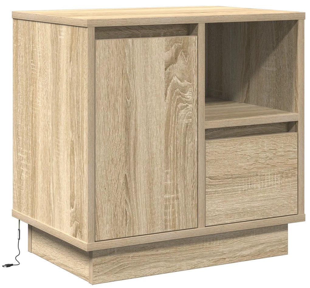 vidaXL κομοδίνο  με LED από Sonoma Oak 50x34,5x50 εκ.