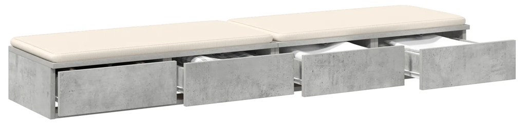 vidaXL Συρτάρια κρεβατιού σε Γκρι Σκυρόδεμα - 135x36,5x16,5 εκ. από τεχνητό ξύλο