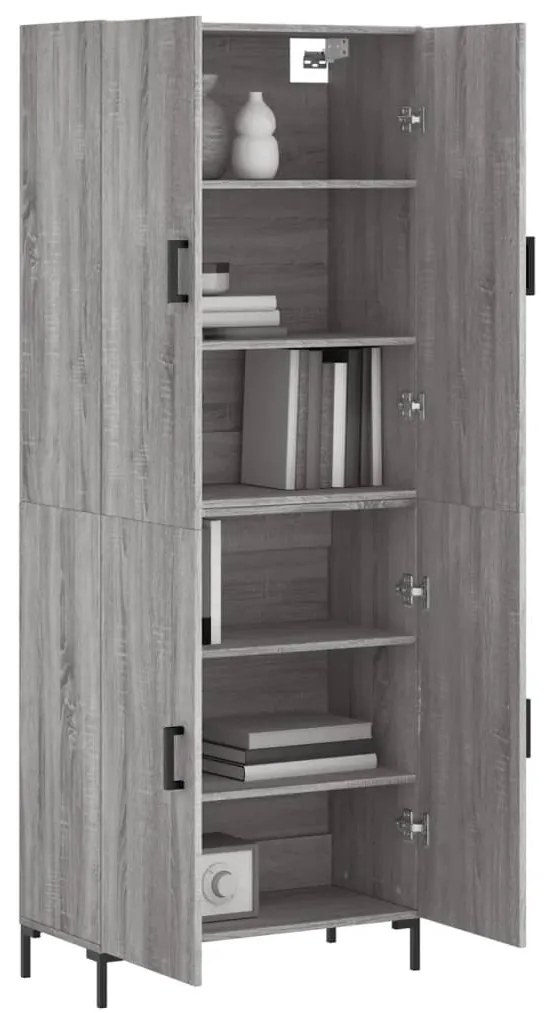 vidaXL Ντουλάπι Γκρι Sonoma 69,5 x 34 x 180 εκ. Επεξεργασμένο Ξύλο
