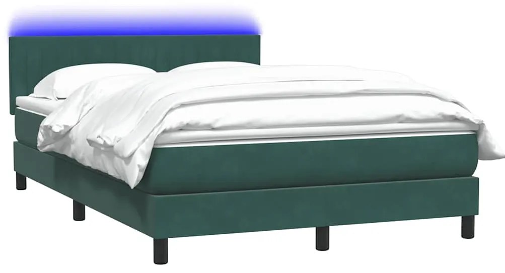 vidaXL Κρεβάτι Boxspring με Στρώμα Σκούρο Πράσινο 140x210εκ. Βελούδινο