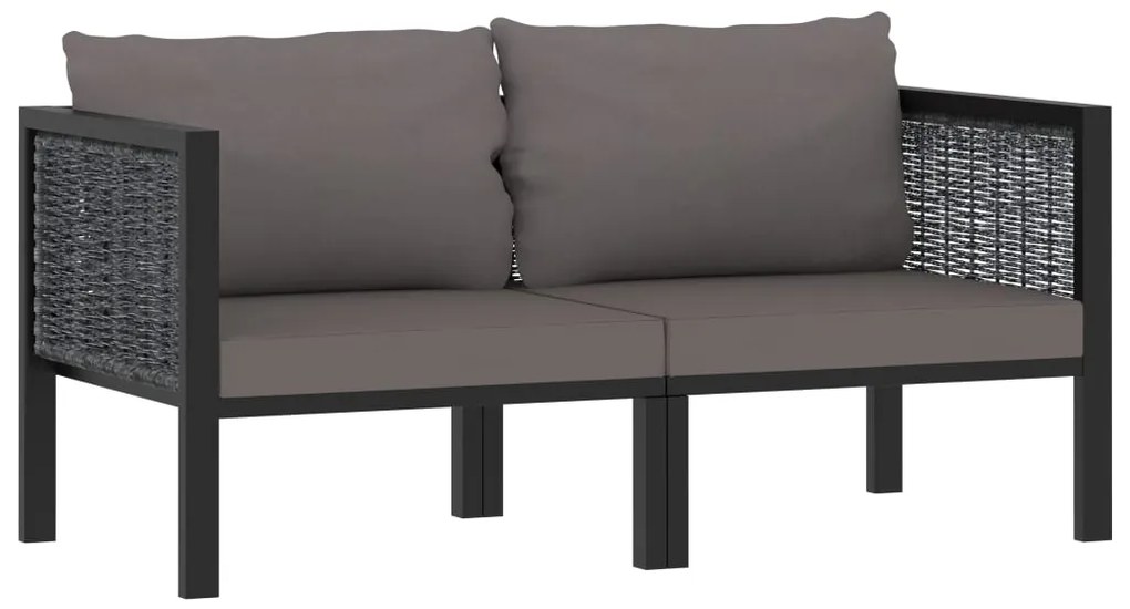 vidaXL Καναπές Διθέσιος Ανθρακί από Συνθετικό Ρατάν με Μαξιλάρια