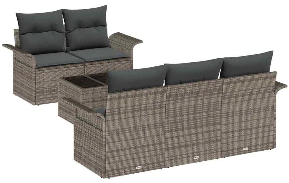 vidaXL Σετ Καναπέ Κήπου 6 pcs Γκρι Πολυ ράταν