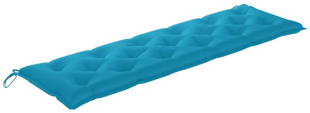 vidaXL Παγκάκι Κήπου 175 εκ. από Μασίφ Ξύλο Teak με Γαλάζιο Μαξιλάρι