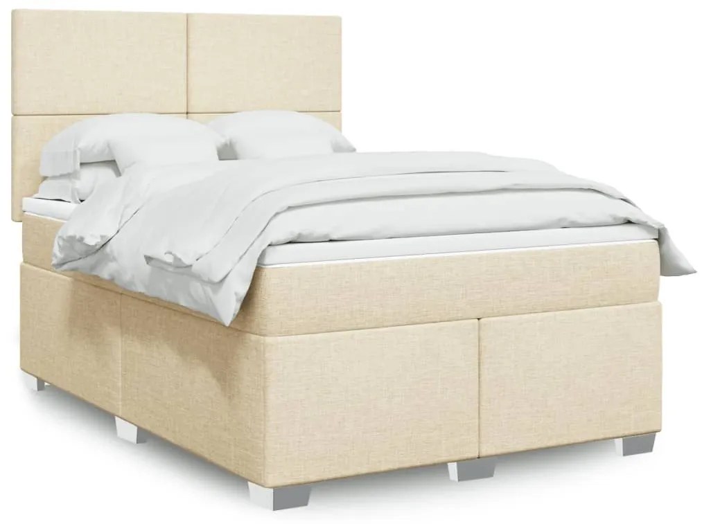 ΚΡΕΒΑΤΙ BOXSPRING ΜΕ ΣΤΡΩΜΑ ΚΡΕΜ 160X200 ΕΚ. ΥΦΑΣΜΑΤΙΝΟ 3292837