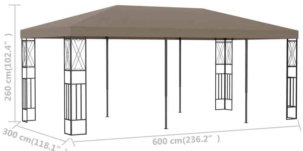 vidaXL Κιόσκι Taupe 6 x 3 μ. Ύφασμάτινο