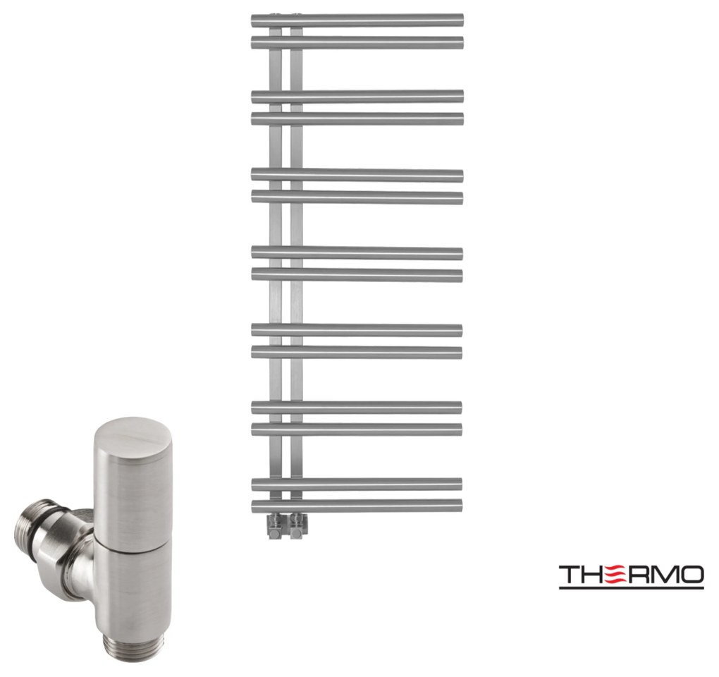 Thermo SOLO Θερμαινόμενη πετσετοκρεμάστρα από ανοξείδωτο χάλυβα με υδραυλική λειτουργία, 120x50cm Inox Brushed