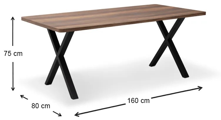 Τραπέζι Jeremy Megapap Mdf - μεταλλικό χρώμα καρυδί 160x80x75εκ.