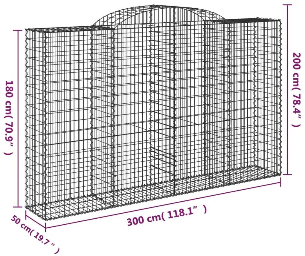 vidaXL Συρματοκιβώτια Τοξωτά 13 τεμ. 300x50x180/200 εκ. Γαλβαν. Ατσάλι