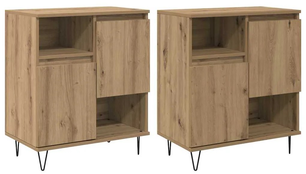 vidaXL Πλαϊνό γραφείο 2 pcs Artisan Oak 60 x 35 x 70 cm