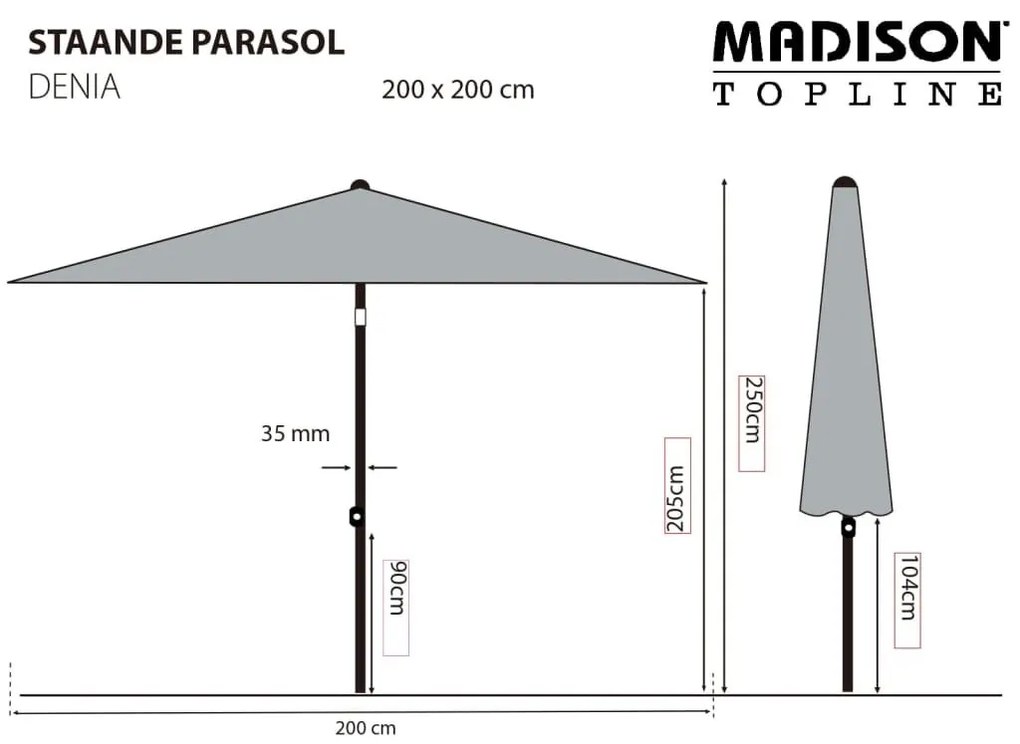 Madison Ομπρέλα Denia Πράσινη 200 x 200 εκ. - Πράσινο