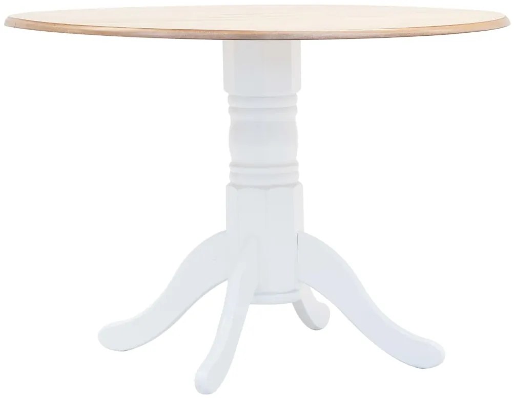 vidaXL Τραπεζαρία Λευκή/Καφέ 106 εκ. από Μασίφ Ξύλο Καουτσουκόδεντρου