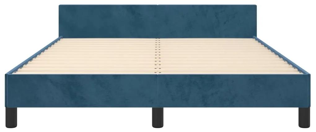vidaXL Πλαίσιο Κρεβατιού με Κεφαλάρι Σκ. Μπλε 140x190 εκ. Βελούδινο