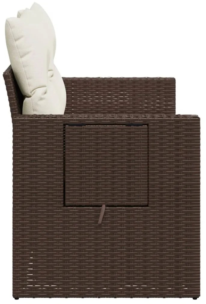 vidaXL Καναπές Κήπου Διθέσιος Καφέ από Συνθετικό Ρατάν με Μαξιλάρια