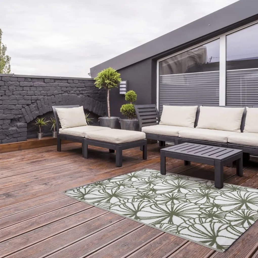 Esschert Design Χαλί Εξωτερικού Χώρου Φλοράλ Σχέδιο 241x152 εκ. OC21