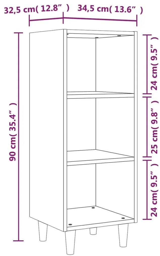 vidaXL Ντουλάπι Γκρι sonoma 34,5x32,5x90εκ. από Επεξεργασμένο Ξύλο