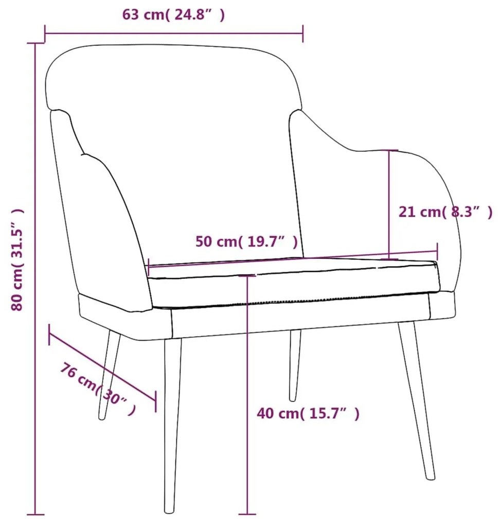 Πολυθρόνα Μαύρη 63 x 76x 80 εκ. Βελούδινη - Μαύρο