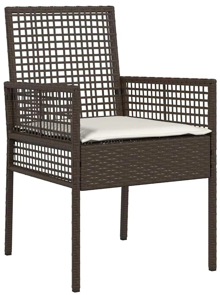 vidaXL Σέτ φαγητού για κήπο με μαξιλάρι 5 pcs Καφέ συνθετικό ρατάν
