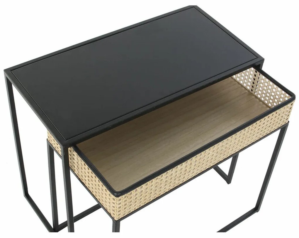 Τραπεζάκι Καφέ DKD Home Decor Μαύρο Φυσικό 60 x 30 x 50 cm
