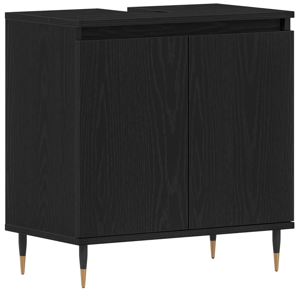 vidaXL Ντουλάπι Λεκάνης Μαύρη Δρυός 58x33x60 εκ Επεξεργασμένο Ξύλο